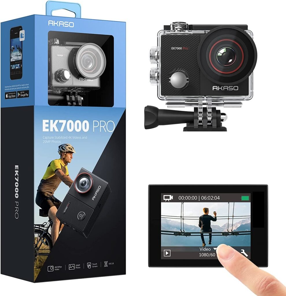 AKASO EK7000 Pro 4K Action Camera with Touch Screen EIS Adjustable View Angle Web Underwater Camera 40m Waterproof Camera Remote Control Sports Camera