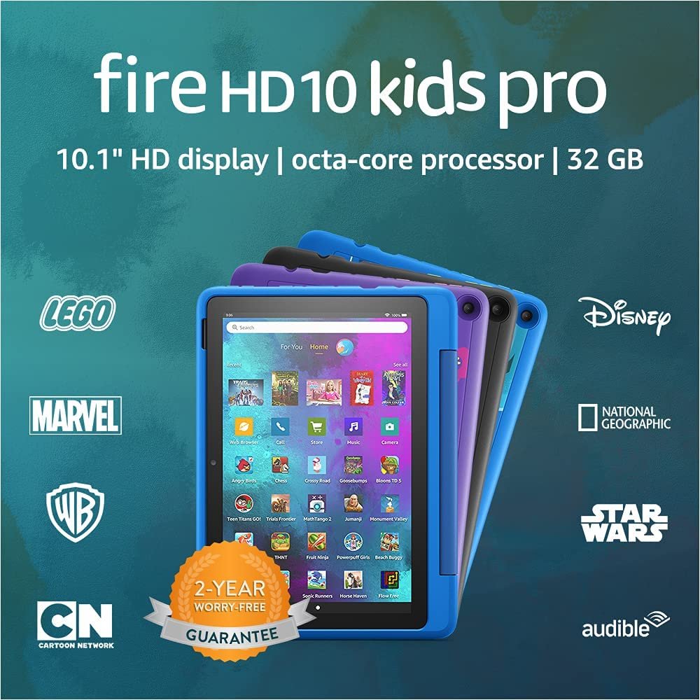 Amazon Fire HD 10 Kids Pro tablet, 10.1", 1080p Full HD, ages 6–12, 32 GB, (2021 release), named"Best Tablet for Big Kids" by Good Housekeeping