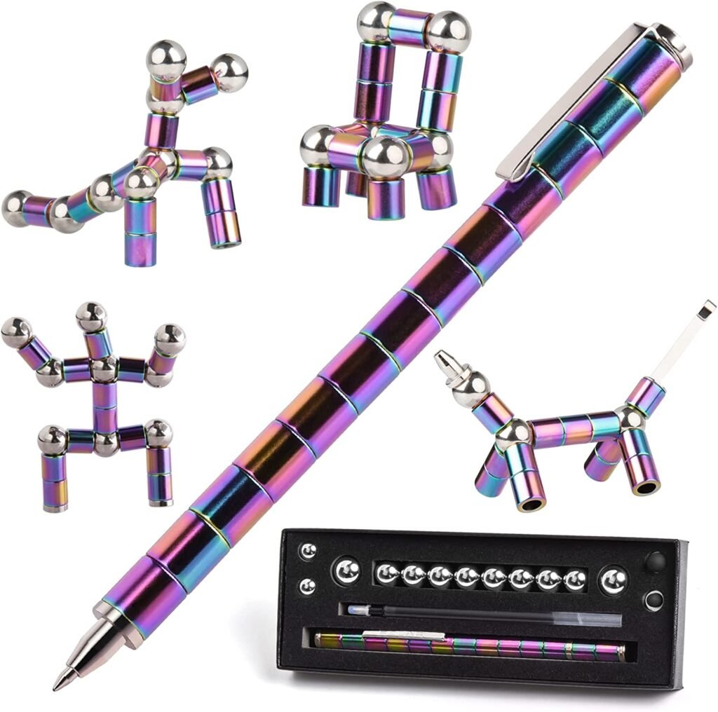 HKDGYHON Fidget Toys Pen, Decompression Magnetic Metal Pen, Multifunction Writing Magnet Ballpoint Pen, Pressure Fidget Cool Gadgets, Gifts for Kids, Teenage, Boy, Girls or Friends (Colorful)